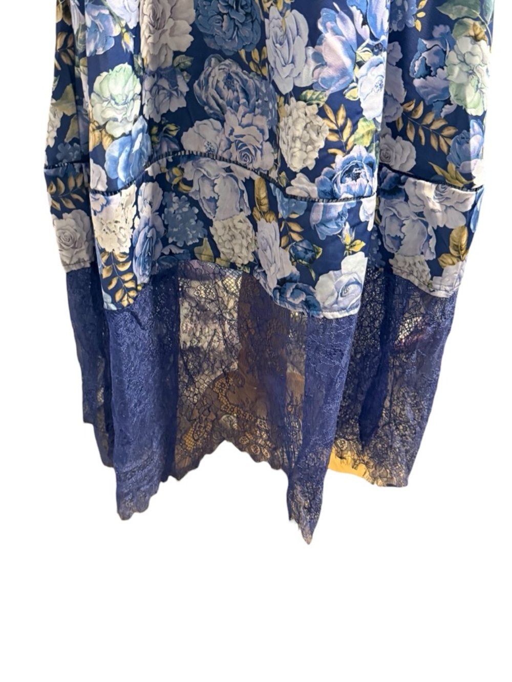 Rachel Parcell Puff Sleeve Blue Floral Lace-Trim Midi Dress - Picture 5 of 13